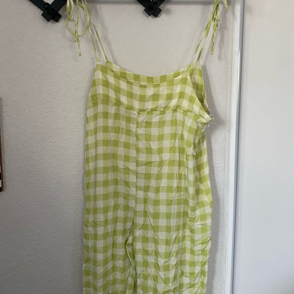 Free People tie shoulder gingham jumpsuit